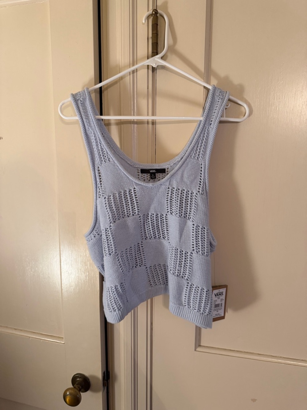 Vans Women's Light Blue Open-Knit Crop Tank Top NWT Size XL